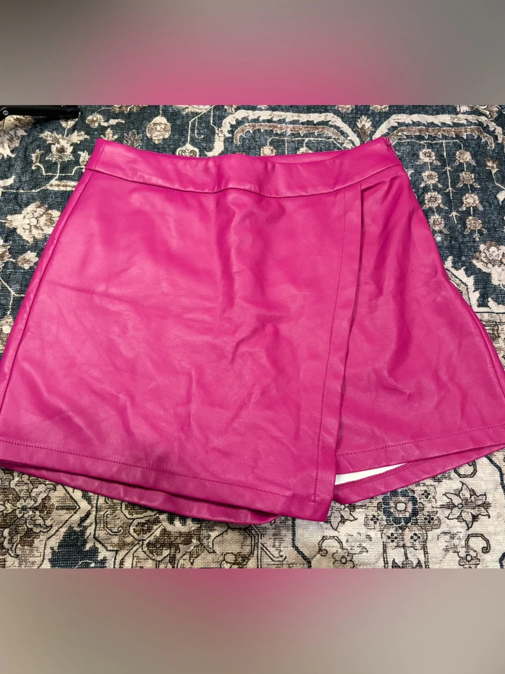 Sincerely Jules Hot Pink Faux Leather Skort